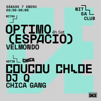 Nitsa: Optimo (Espacio) 4h set + Velmondo